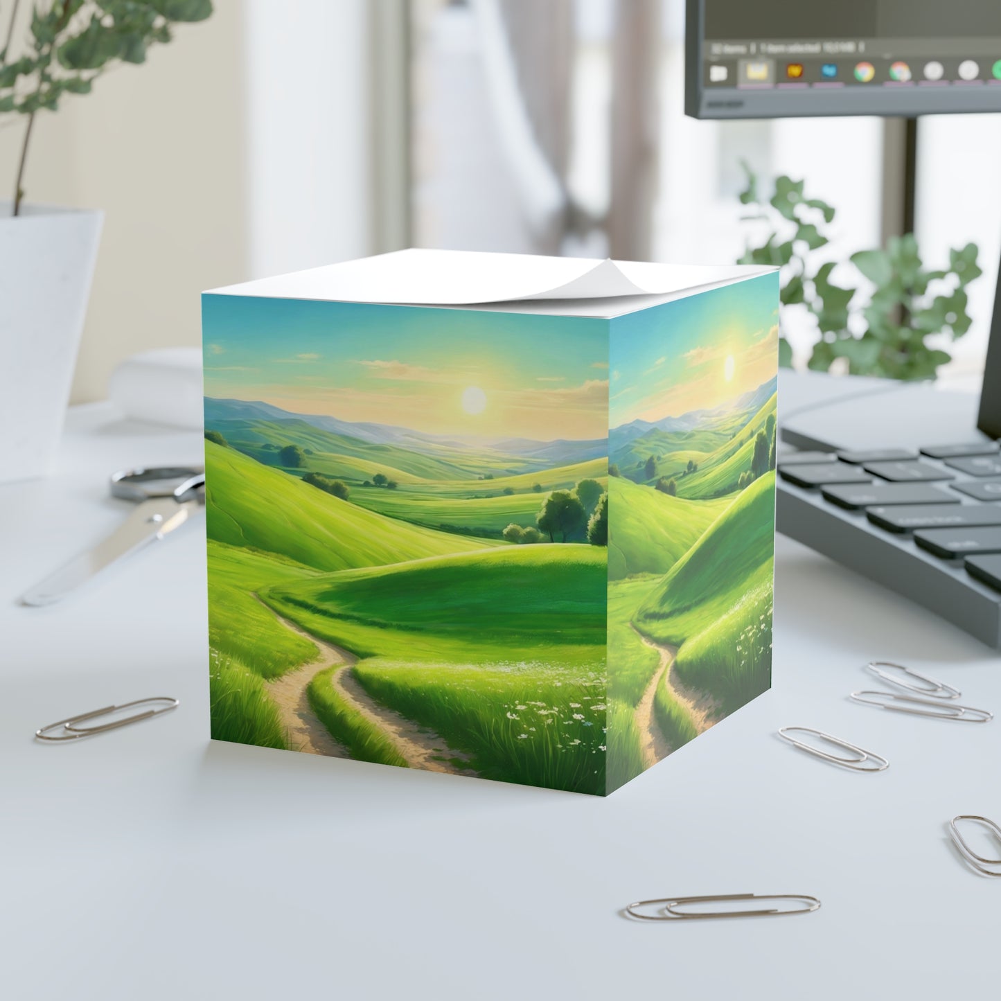 Field of Green Note Cube